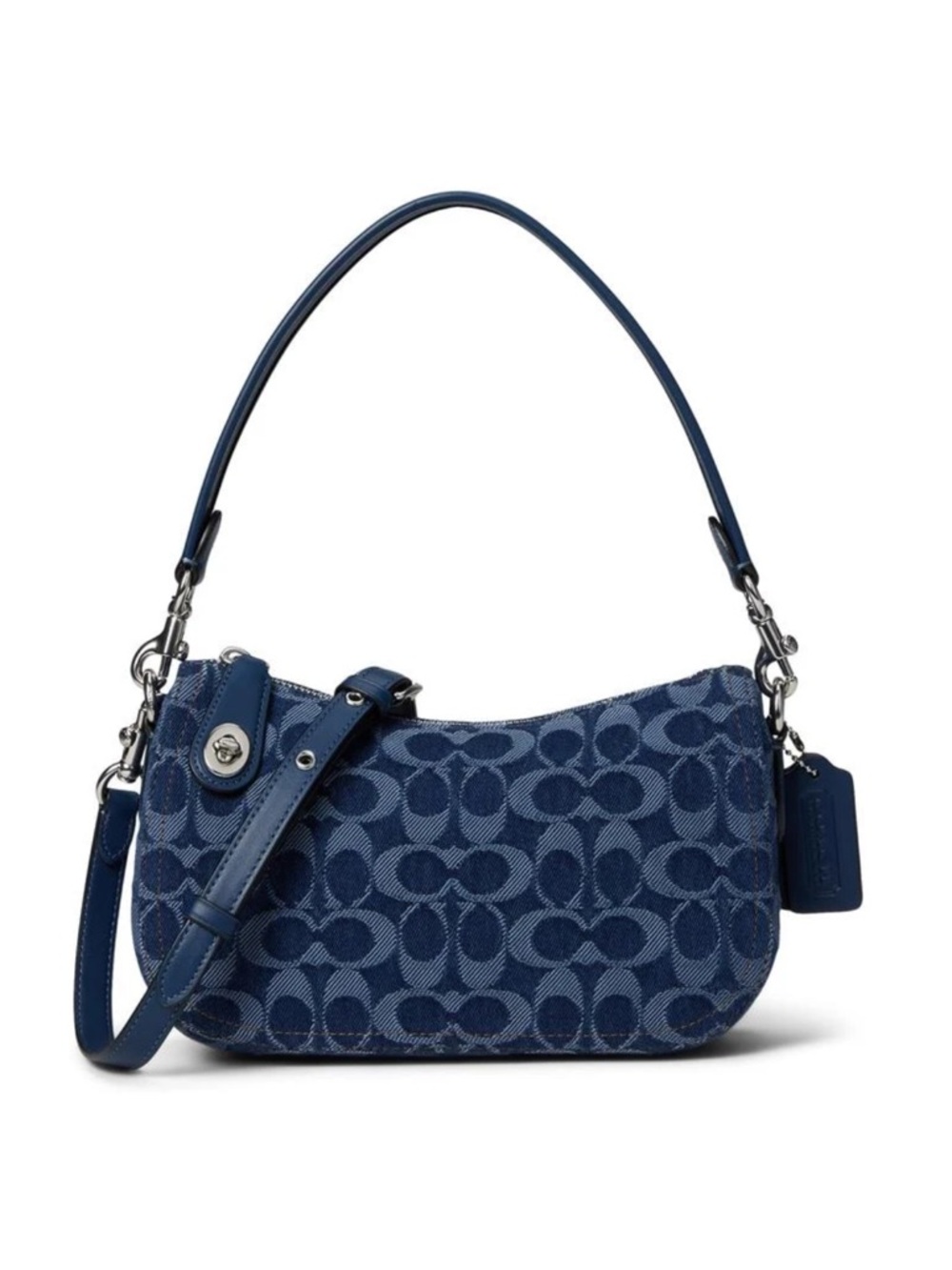 NWT- Coach Signature Denim Shoulder Bag - Navy Blue